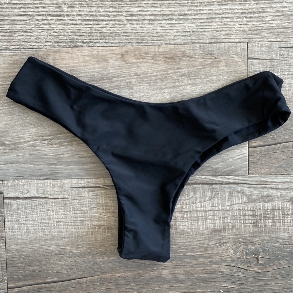 Zaful High Tanga Swim Bikini Bottoms Black